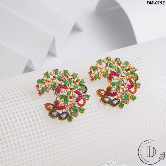 Elegant Gold Plated Green Traditional Earrings
