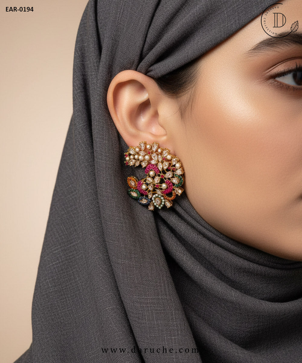 Elegant Gold Plated Champagne Traditional Earrings