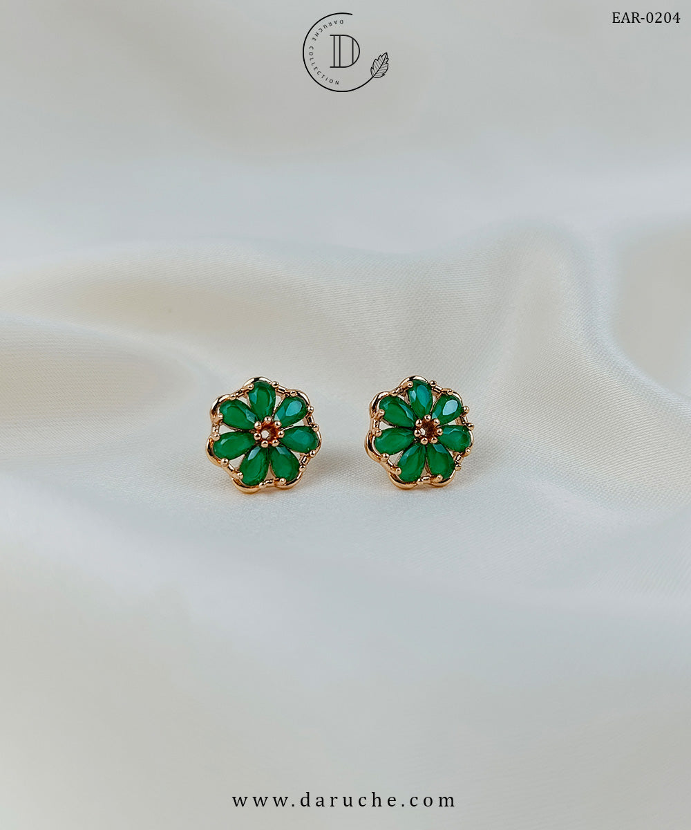 Green Flower Studs