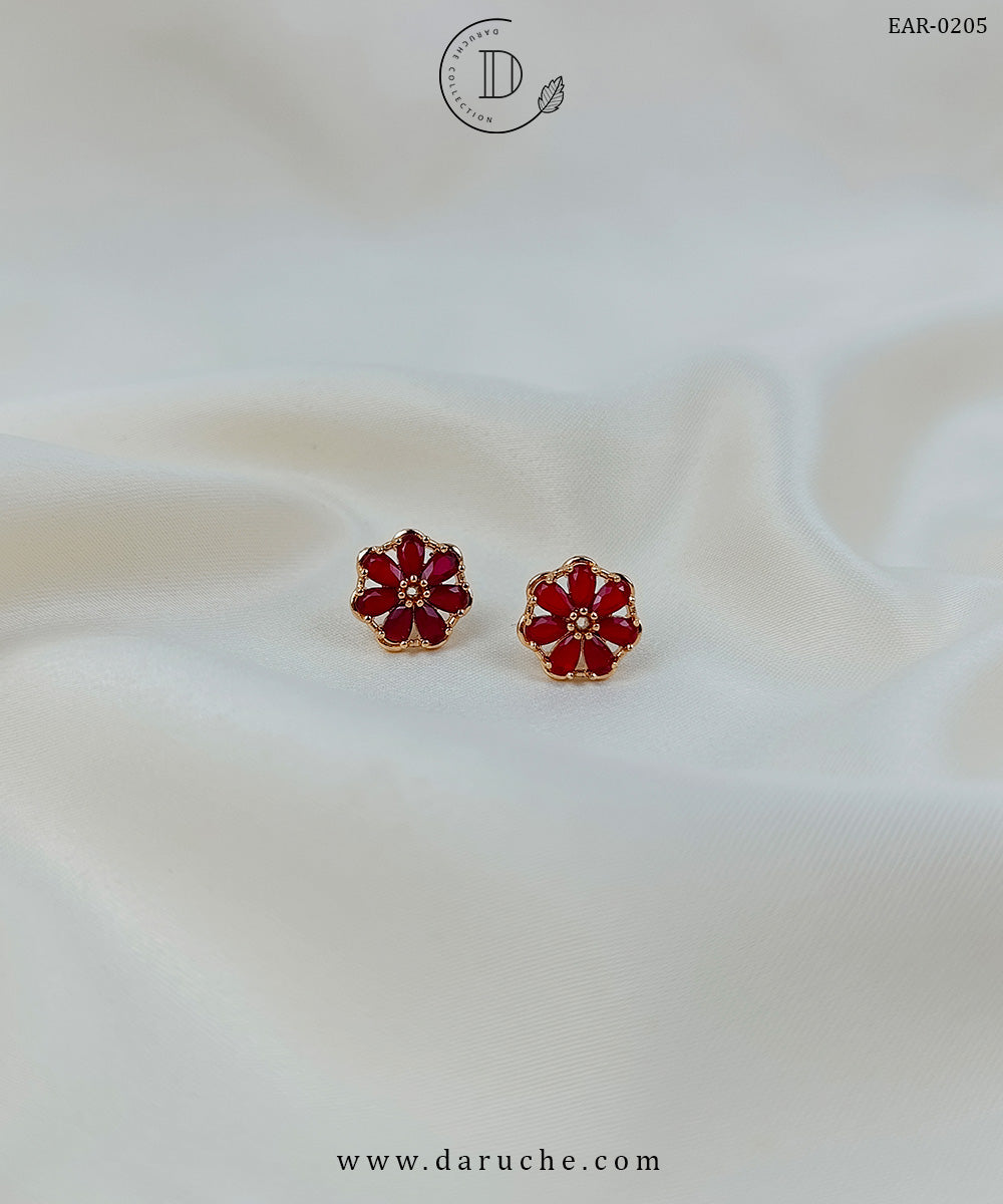 Red Flower Studs