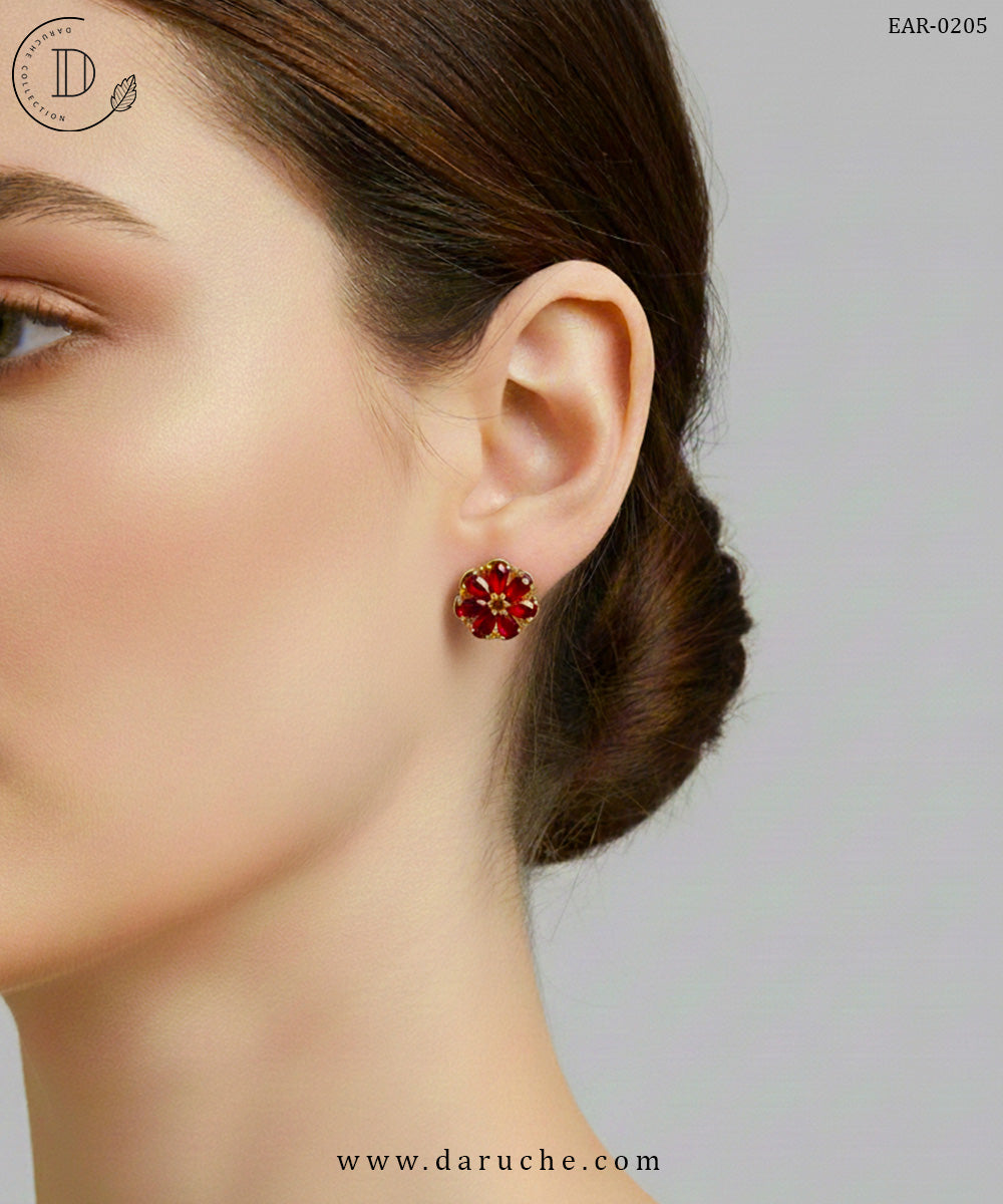 Red Flower Studs