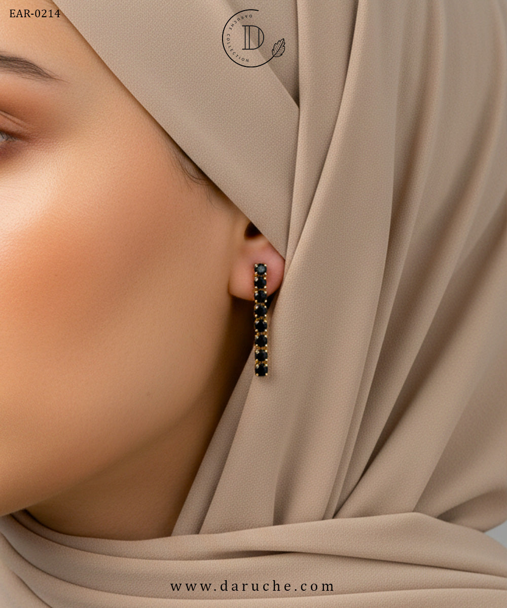 Black Block Earrings