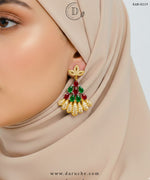 Peacock Golden Multi Stone Earrings