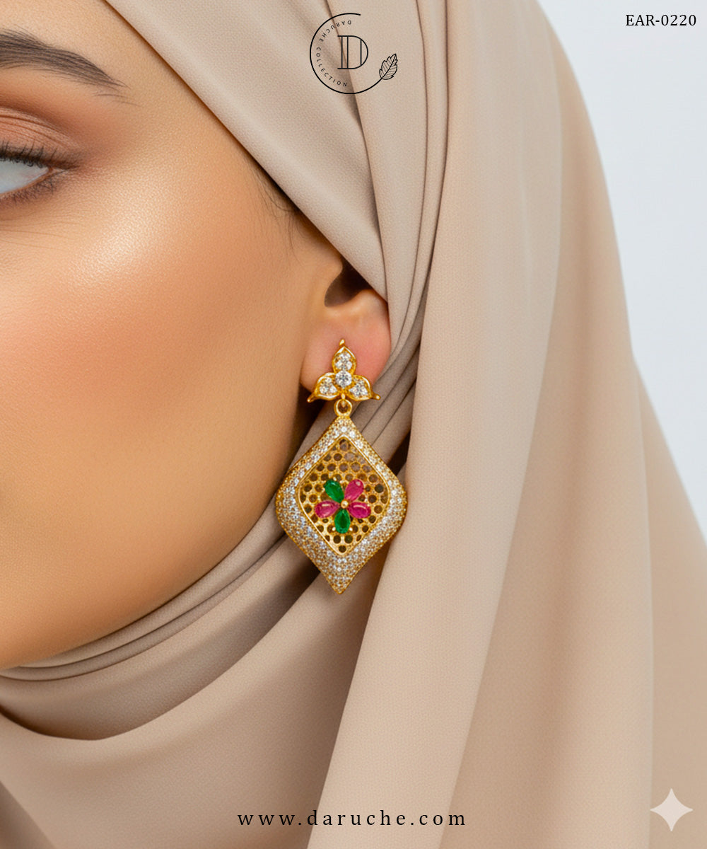 Classic Dangle Multi Zircon Stone Earrings