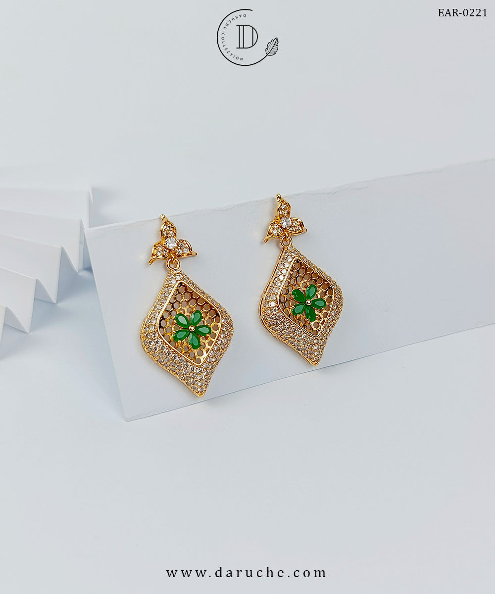 Classic Dangle Green Zircon Stone Earrings