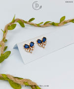 Blue Crystal Floral Stud Earrings