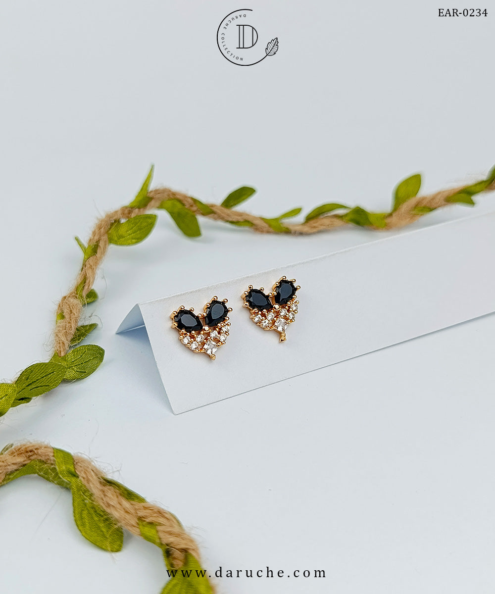 Black Floral Stud Earrings