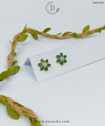 Emerald Green Floral Stud Earrings