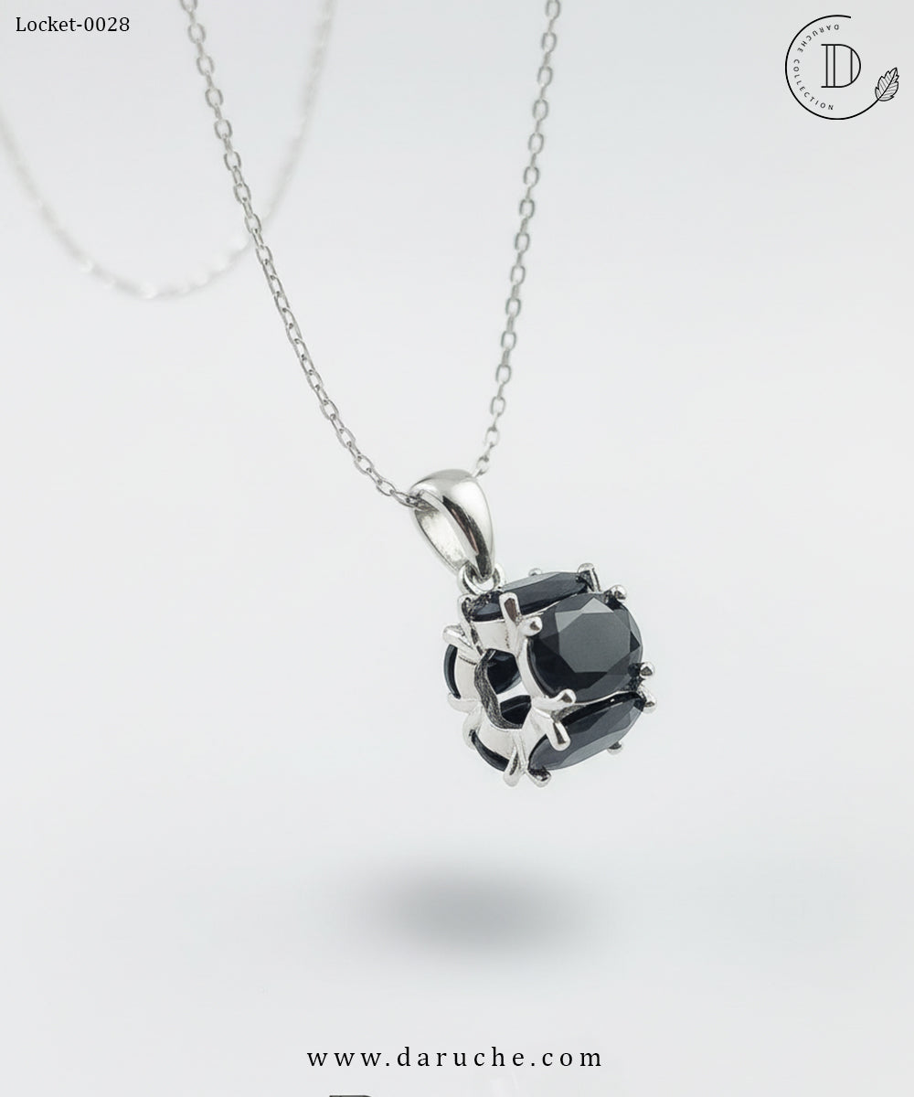 Flux Round Black Zircon Locket