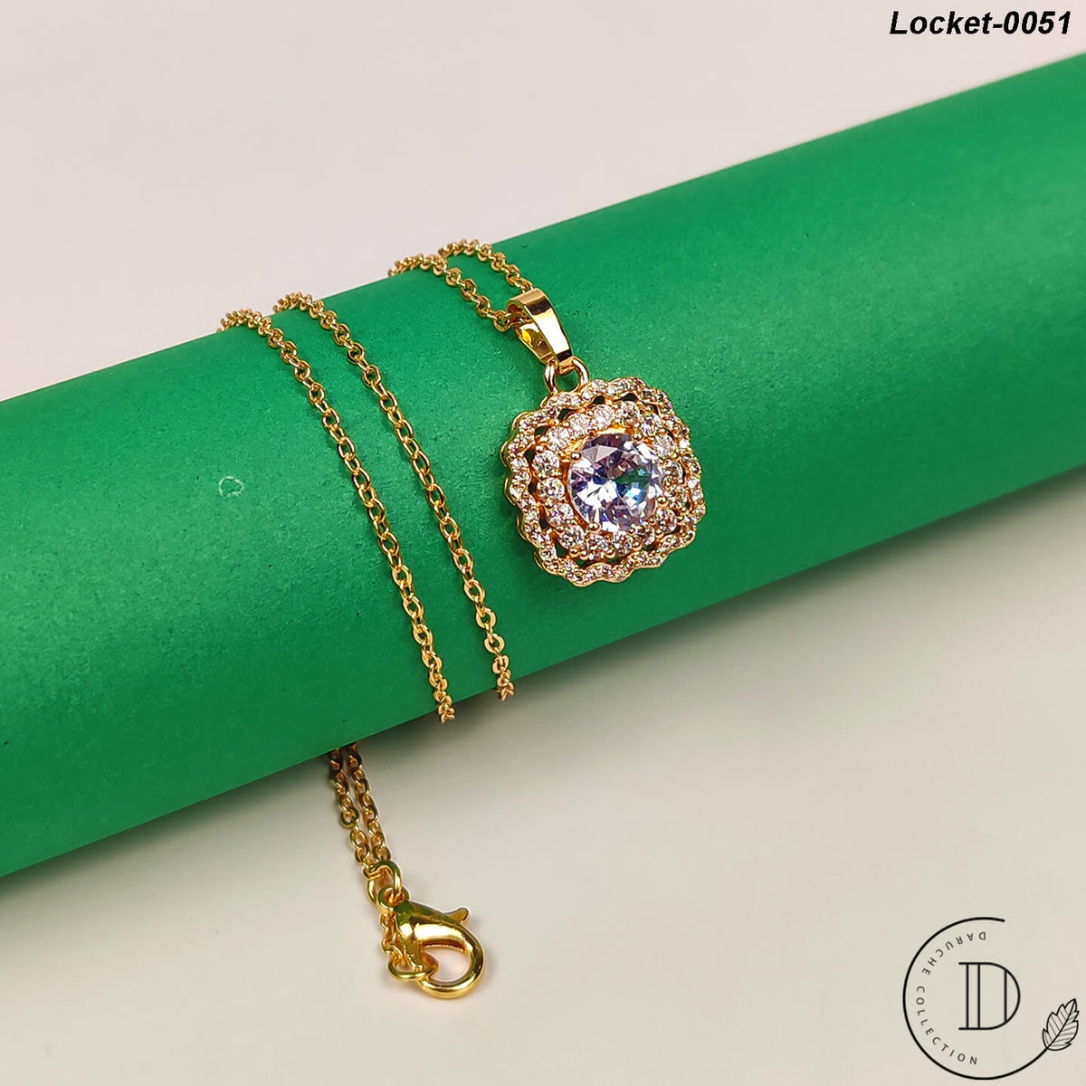 Elegant Gold Plated White Zircon Stone Locket