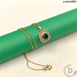 Elegant Gold Plated White & Green Zircon Stone Locket