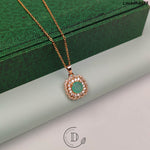 Elegant Gold Plated White & Mint Zircon Stone Locket