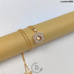 Elegant Gold Plated White & Champagne Zircon Stone Locket