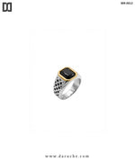 Black Onyx Gold Accent Men's Ring