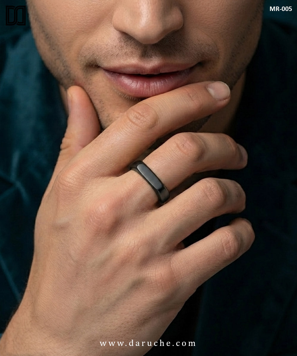 Onyx Black Bar Signet Ring