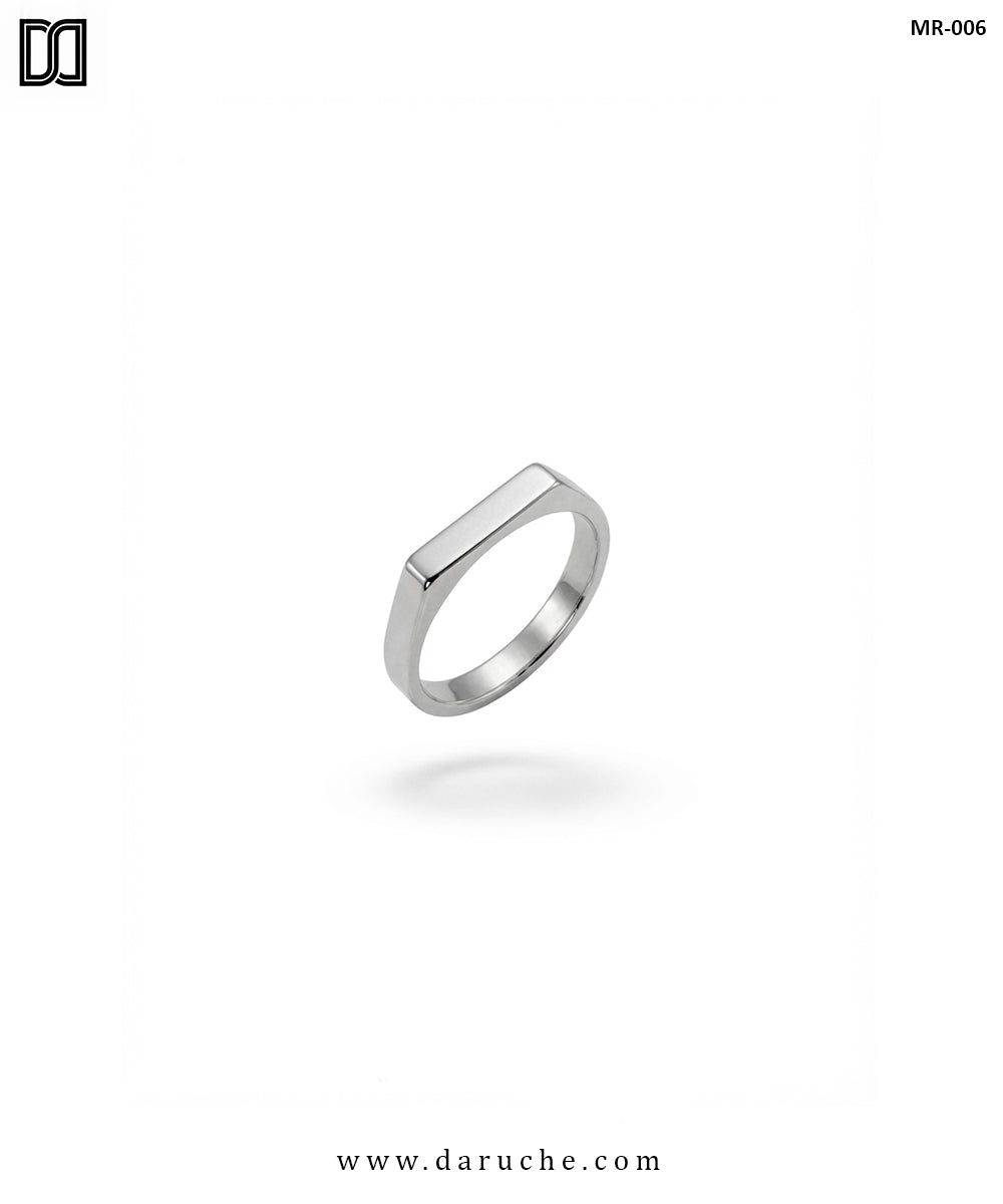 Onyx Silver Bar Signet Ring