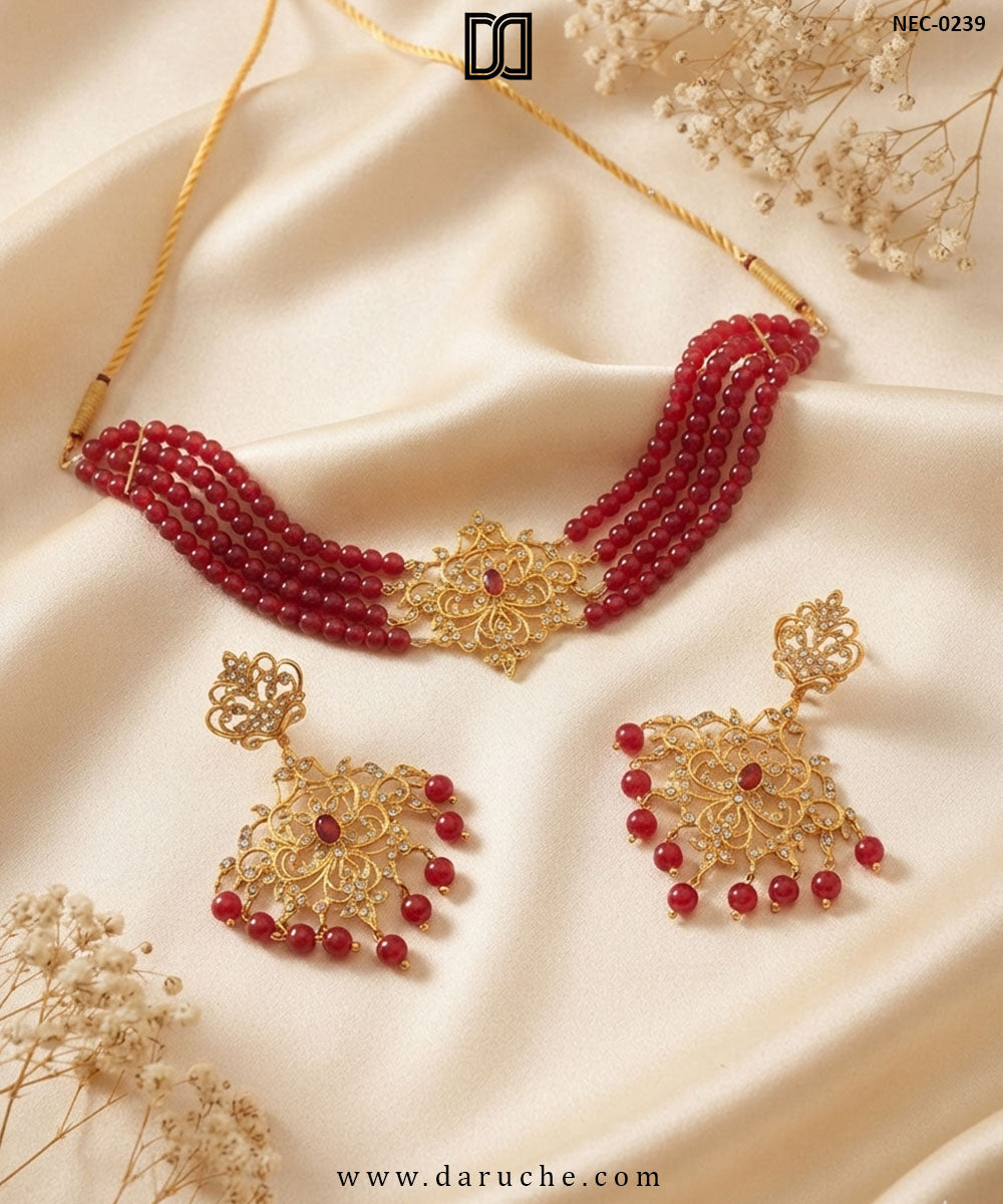 Lavinia Ruby Pearl Necklace Set