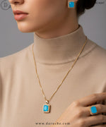 Gold Plated Feroza Stone Necklace Set