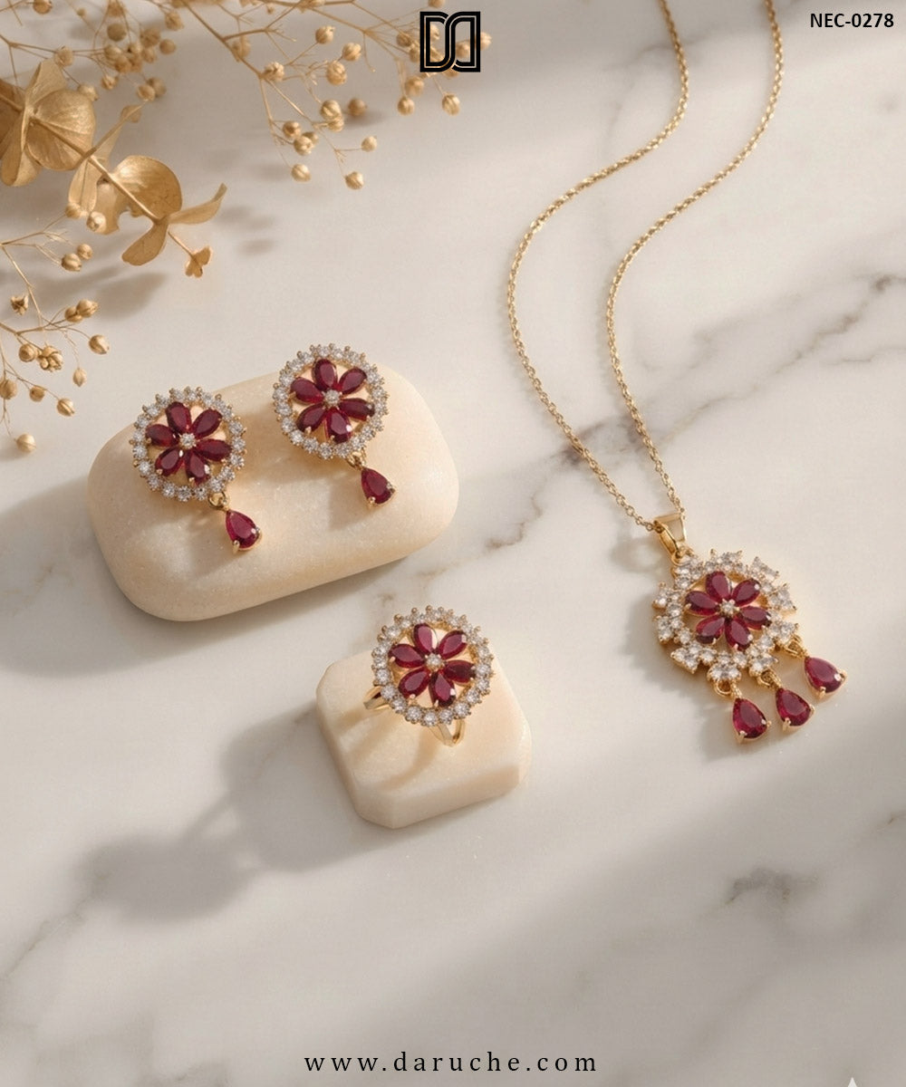 Henrietta Garnet Zircon Necklace Set