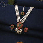 Gold Plated Green Naurattan Necklace Set
