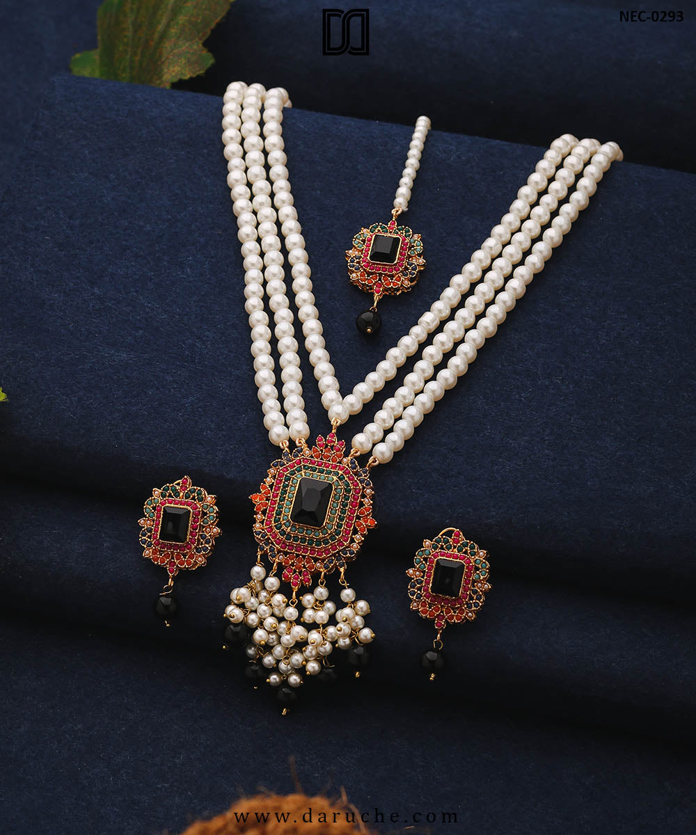 Tatiana Onyx Naurattan Necklace Set