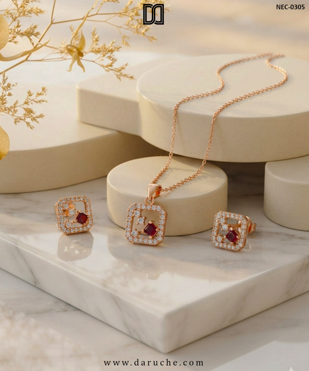 Ilaria Gold Zircon Necklace Set