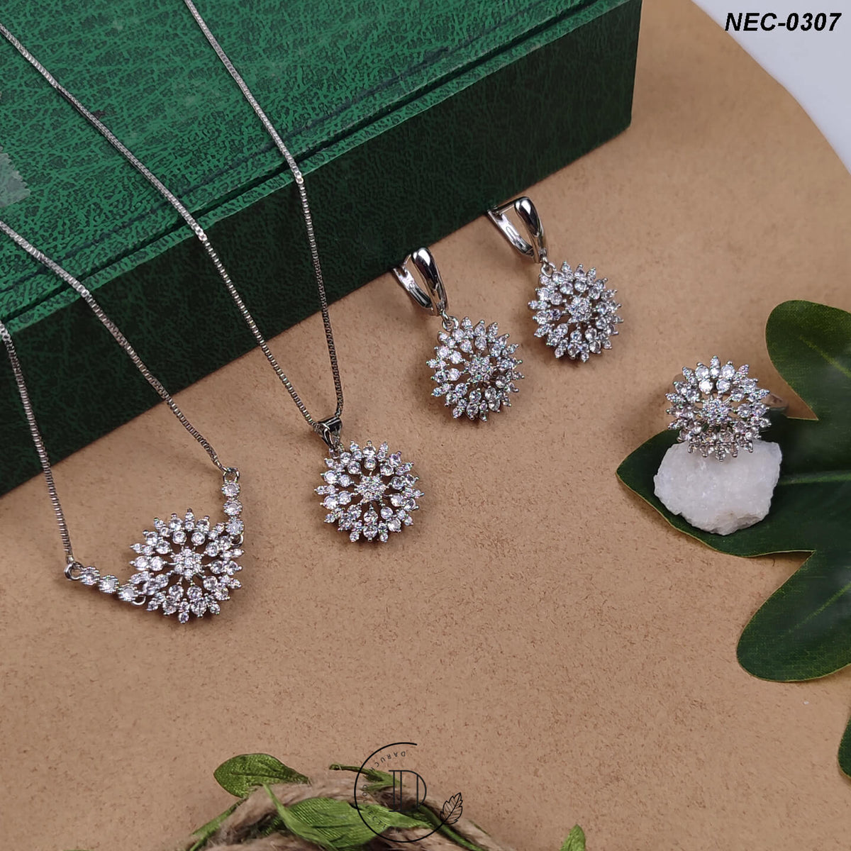 Stunning Silver Plated Zircon Stone Necklace Set