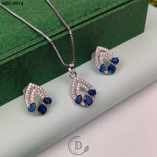 Stunning Silver Plated American Diamond Necklace Set