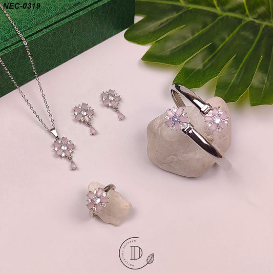 Stunning Silver Plated Zircon Stone Necklace Set
