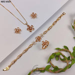 Elegant Gold Plated Zircon Stone Flower Necklace Set