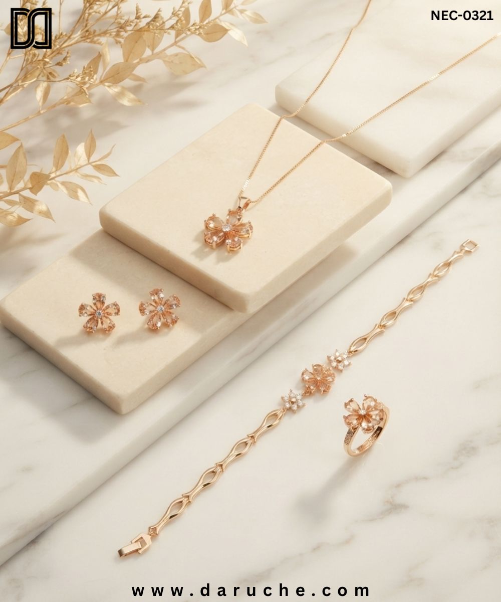 Zorayda Gold Floral Necklace Set