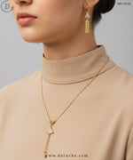Golden Zircon Fan Drop Necklace Set