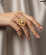 Golden Flower Zircon Ring