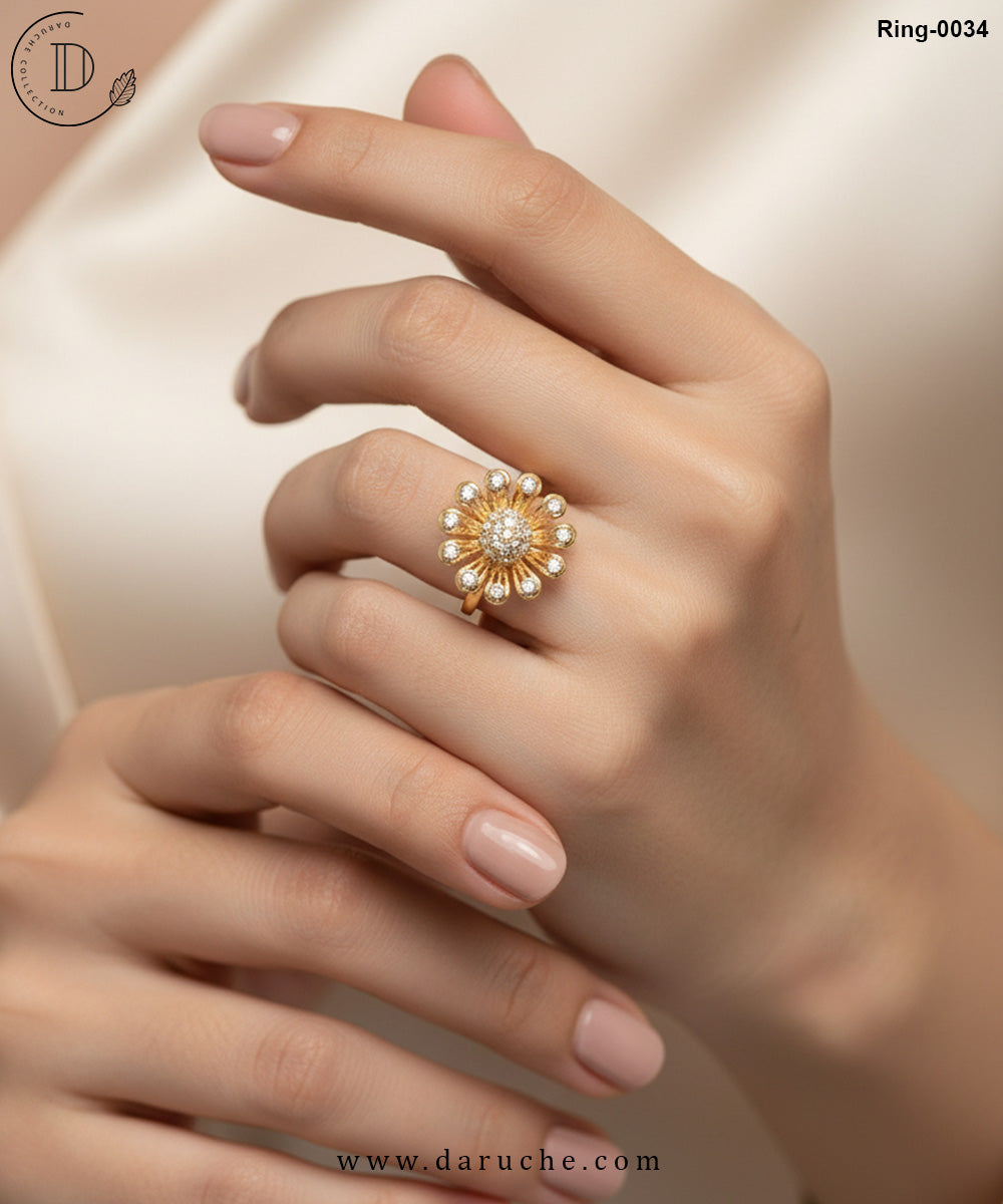 Flower Zircon Stone Ring