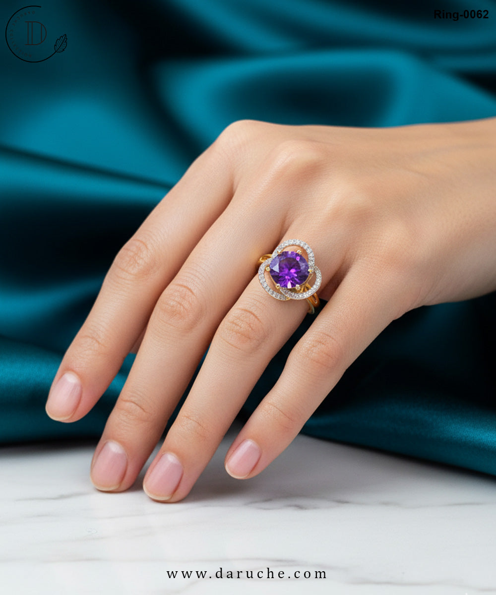 Floral Purple AD Adjustable Ring