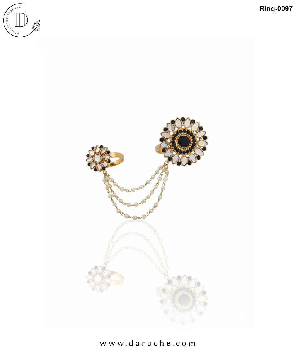 Dual Finger Adjustable Kundan Ring