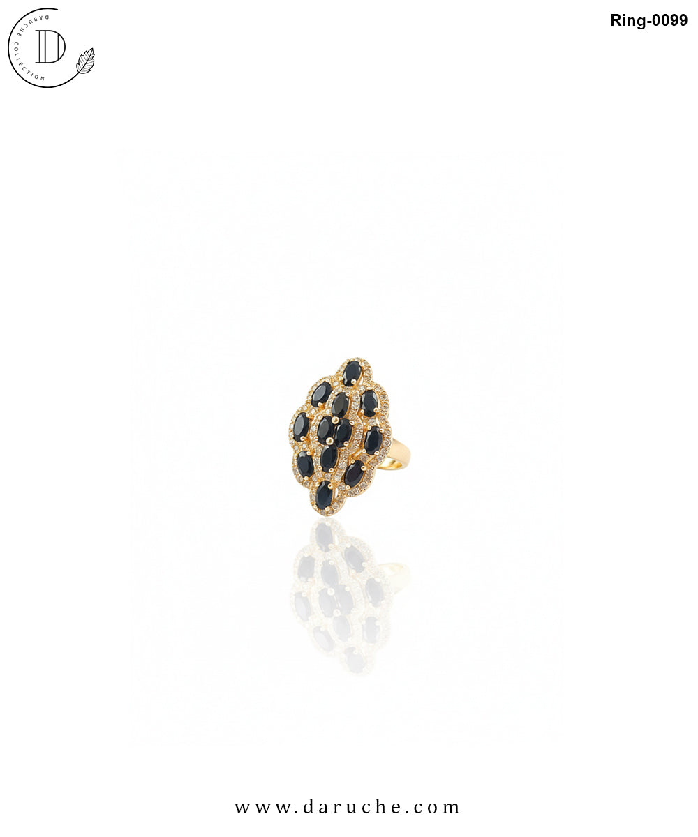 Black Cubic Zircon Adjustable Ring