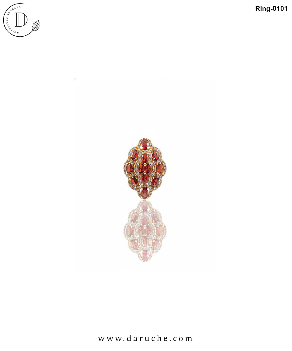 Berry Brown Cubic Zircon Adjustable Ring