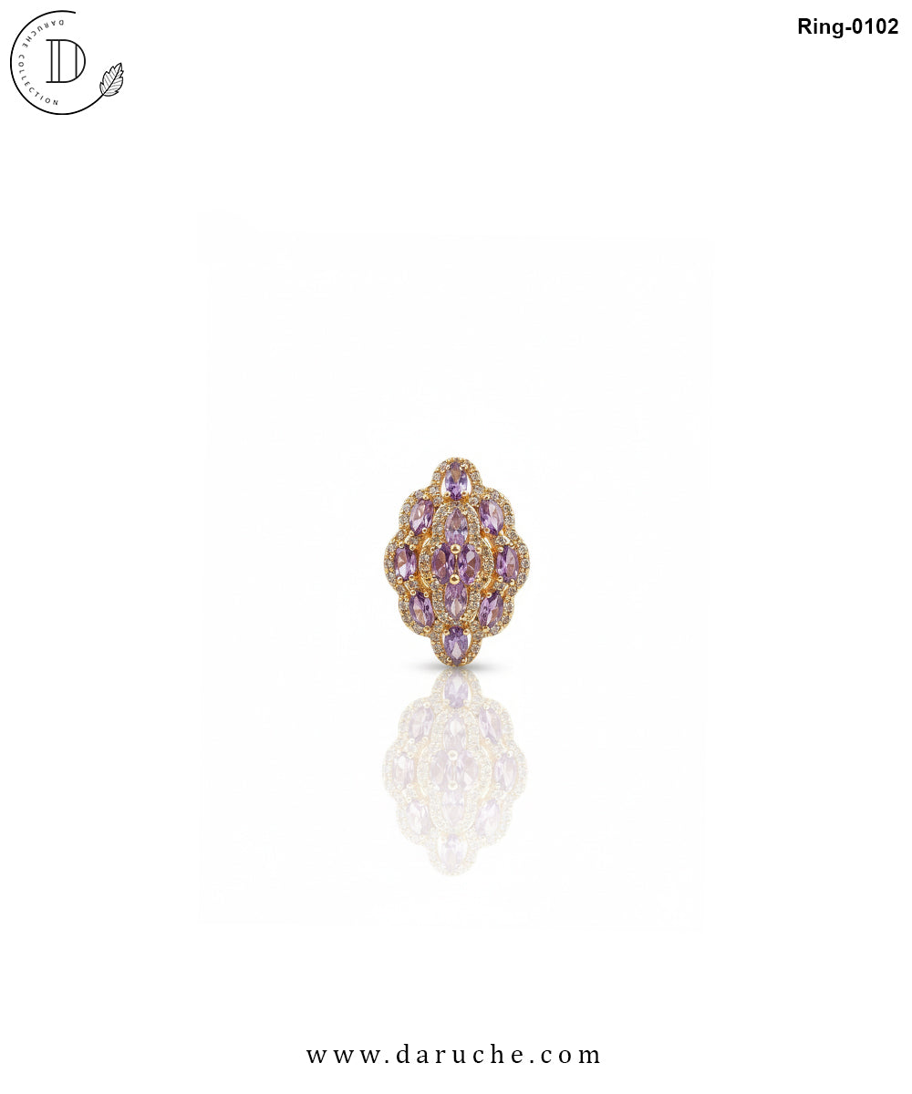 Purple Cubic Zircon Adjustable Ring