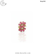 Floral Pink Stones Adjustable Ring