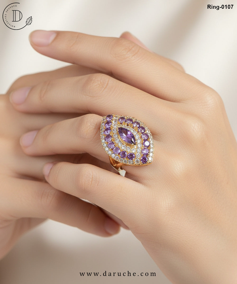 Crossover Purple Zircon Adjustable Ring