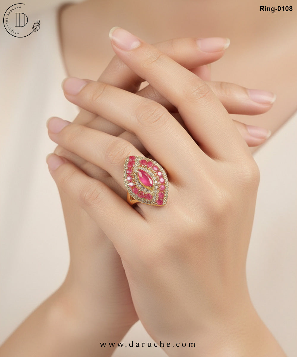 Crossover Pink Zircon Adjustable Ring