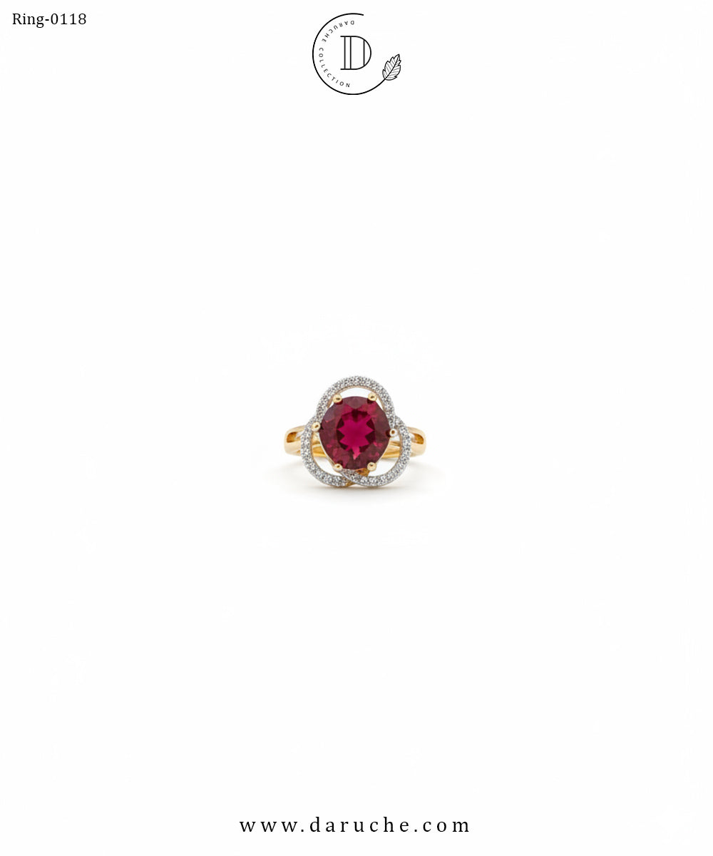 Red Diamond Cut Adjustable Ring