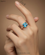 Aqua Square Adjustable Ring
