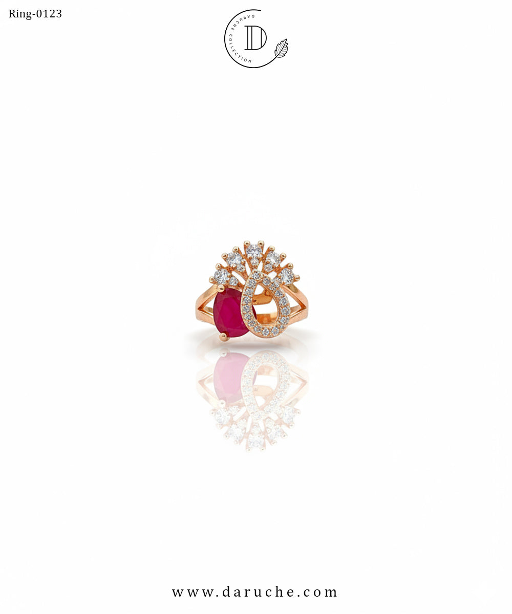 Red Blossom Adjustable Ring