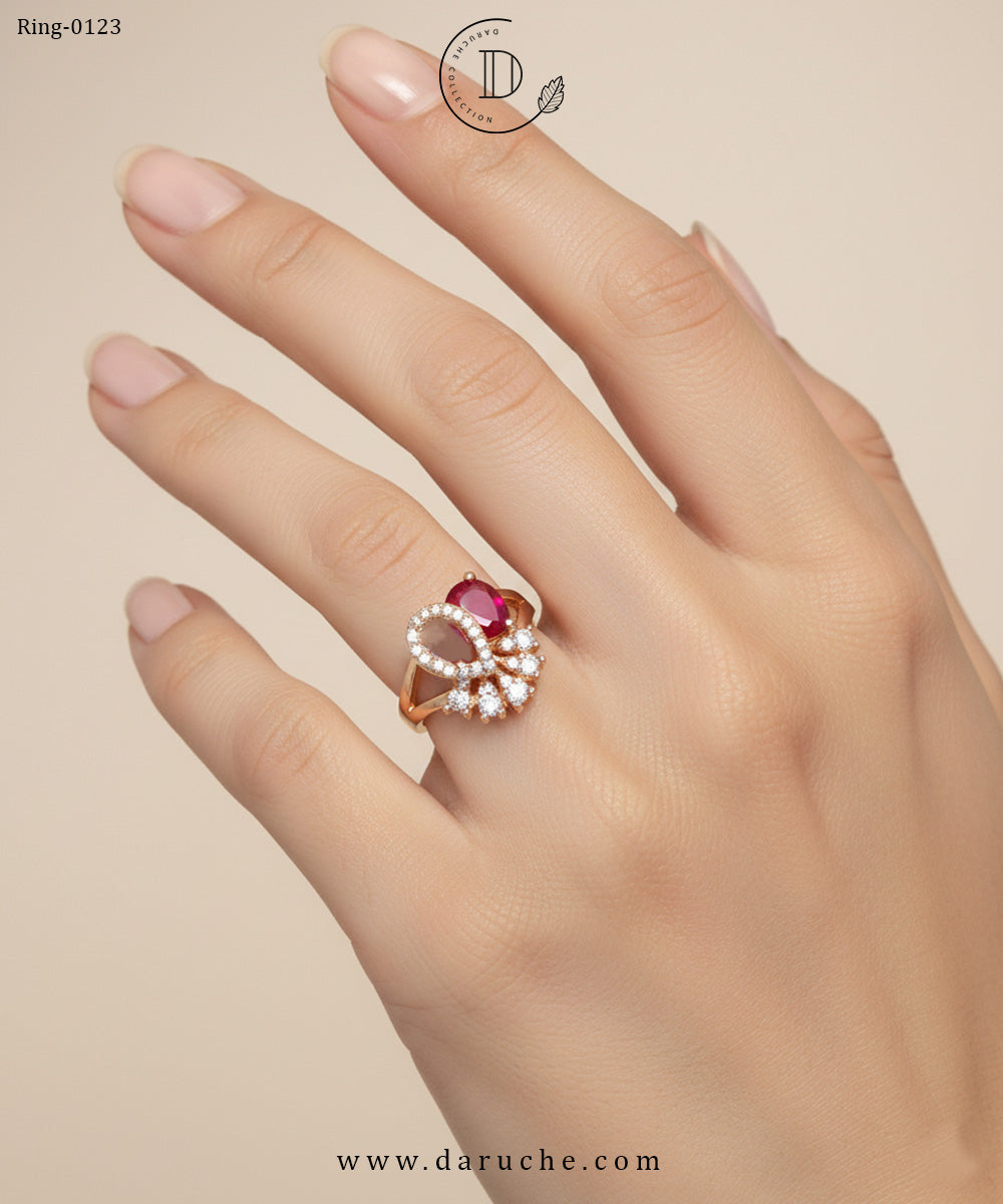 Red Blossom Adjustable Ring