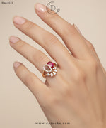 Red Blossom Adjustable Ring