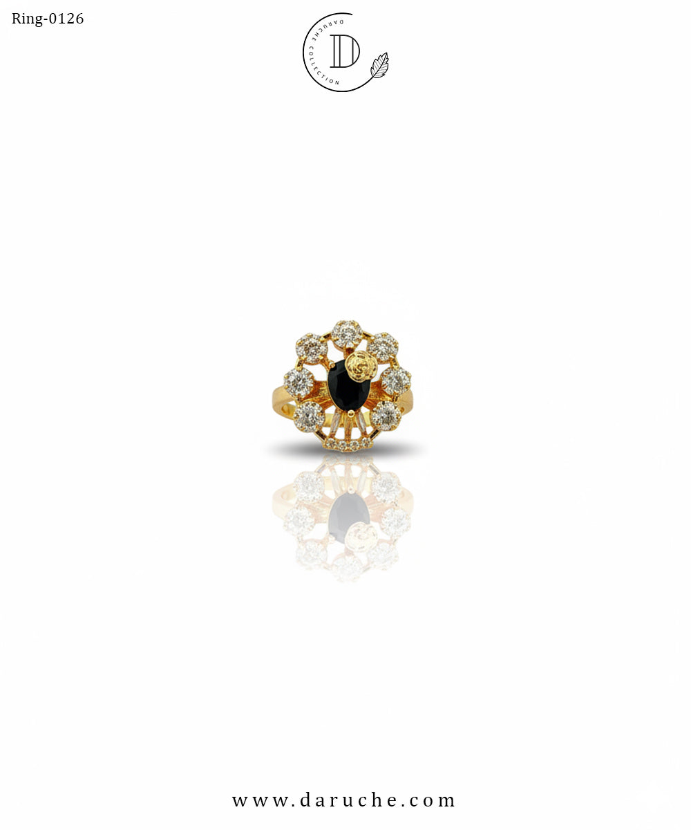 Black Cubic Zircon Adjustable Ring