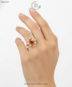 Red Cubic Zircon Adjustable Ring