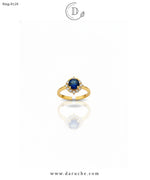 Navy Flower Zircon Adjustable Ring